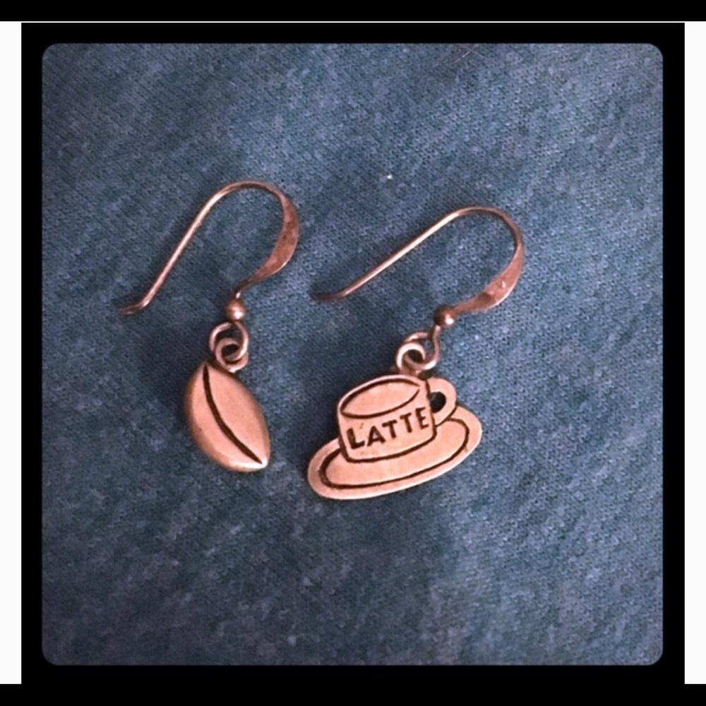 Sterling Silver Coffee Bean & Latte Earrings